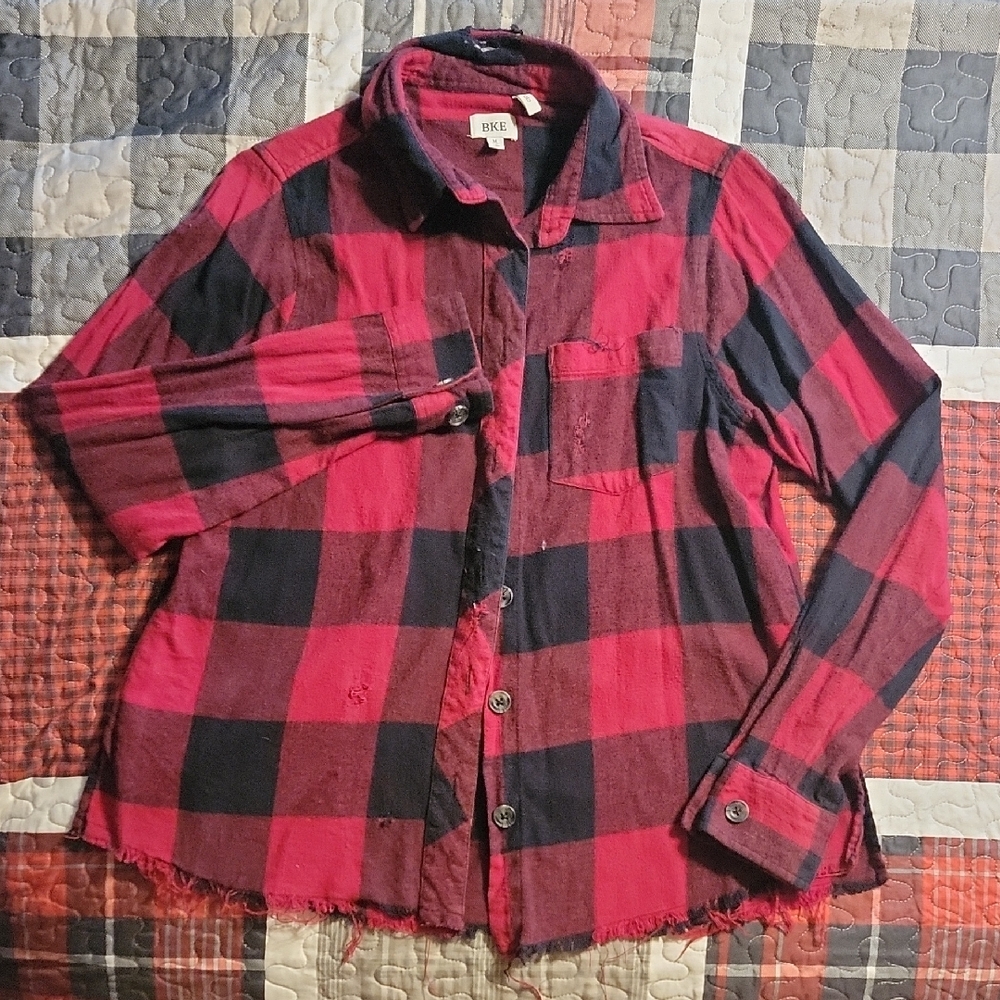 BKE Red and Black Button Down Shirt